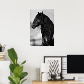 Poster Cheval d'étalon noir friésien (Bureau à domicile)