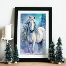 Cheval d'hiver aux fleurs