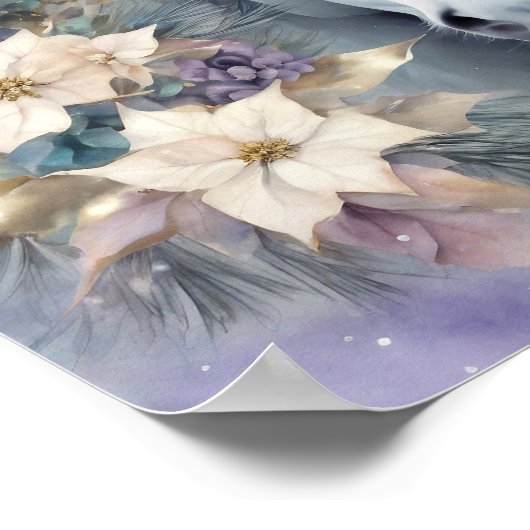 Poster Cheval d'hiver avec fleurs Poster2 (Coin)