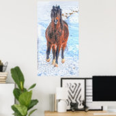 Poster Cheval d'hiver de la Baie "Année du Cheval" Photo  (Bureau à domicile)