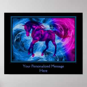 Poster Cheval d'Imaginaire Noir Fiery Créez votre propre