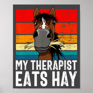Poster Cheval Drôle Mon Therast Mange Du Foin Tee Hor