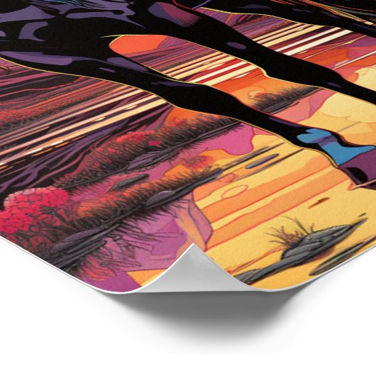 Poster Cheval du coucher de soleil violet (Coin)