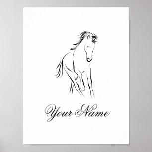 Poster Cheval en couleur noire