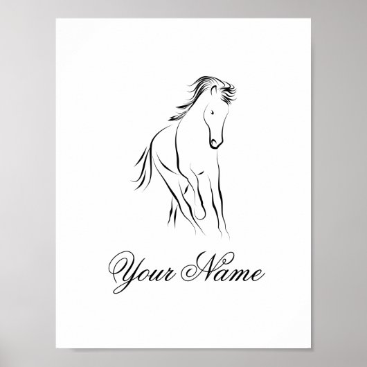 Poster Cheval en couleur noire (Devant)