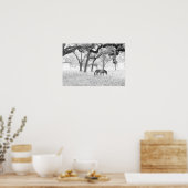 Poster Cheval En Foggy Field De Chênes (Cuisine)