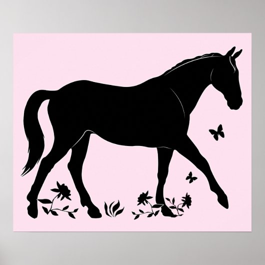 Poster Cheval en Silhouette (Devant)