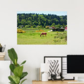 Poster Cheval en Vallée Imprimer (Bureau à domicile)