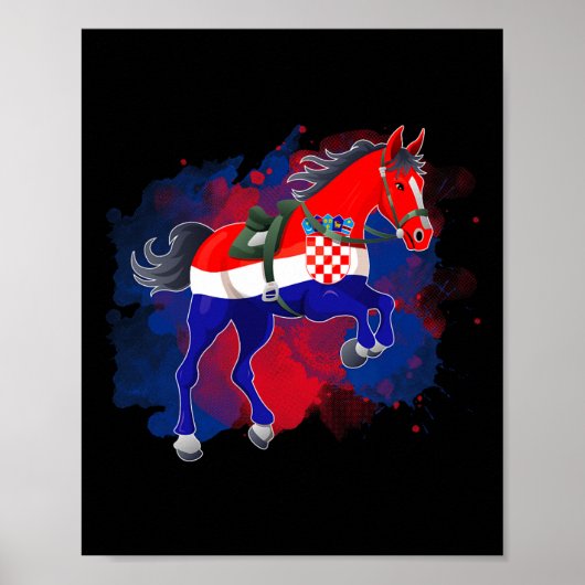 Poster Cheval équitation Croatie Drapeau (Devant)