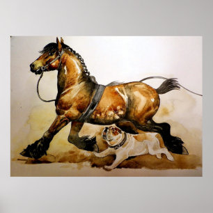 Poster Cheval Et Bulldog