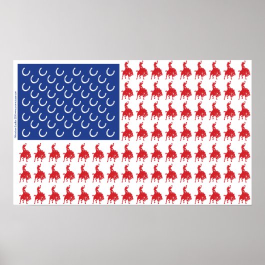 Poster Cheval et cavalier patriotique (Devant)
