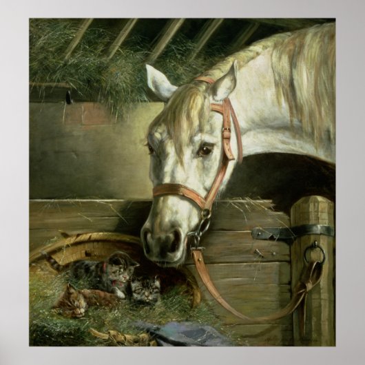 Poster Cheval et chatons, 1890 (Devant)