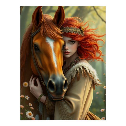 Poster Cheval et compagnon Imaginaire Art (Devant)