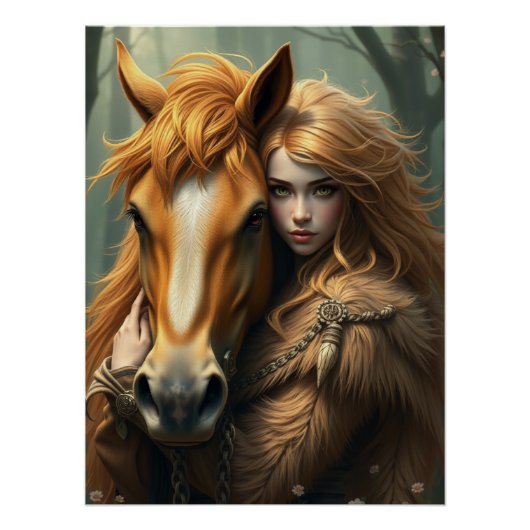 Poster Cheval et compagnon Imaginaire Art (Devant)