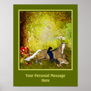 Poster Cheval Et Fille Créez Votre Propre Texte Personnal