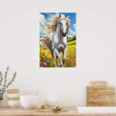 Poster Cheval et fleurs (Cuisine)