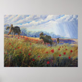 Poster Cheval et Poppys (Devant)