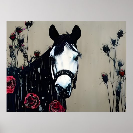 Poster Cheval et Rose (Devant)