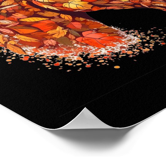 Poster Cheval Face Automne Feuilles Thanksgiving Day Hors (Coin)