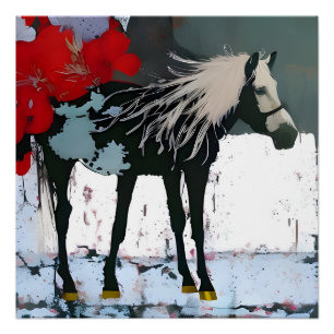 Poster Cheval Floral