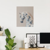 Poster Cheval floral aux pastels doux (Bureau à domicile)