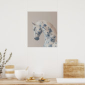 Poster Cheval floral aux pastels doux (Cuisine)