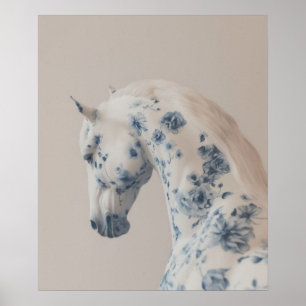 Poster Cheval floral aux pastels doux