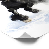 Poster Cheval Friésien Noir En Découpage Neige Imprimer (Coin)
