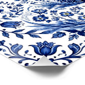 Poster Cheval frison de style Delft Delftware dans un pré (Coin)