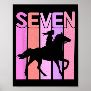 Poster Cheval Girl 7e Anniversaire Équitation 7 Année Ol