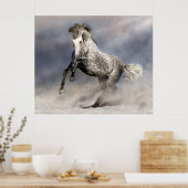 Poster Cheval gris dappu andalou en mouvement (Cuisine)