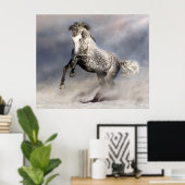 Poster Cheval gris dappu andalou en mouvement (Bureau à domicile)