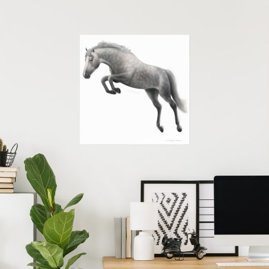 Poster Cheval gris pompé (Bureau à domicile)