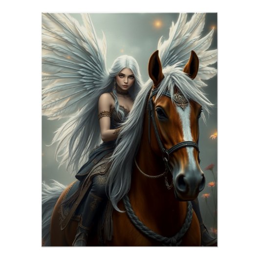 Poster Cheval guerrier Fée Imaginaire Art (Devant)