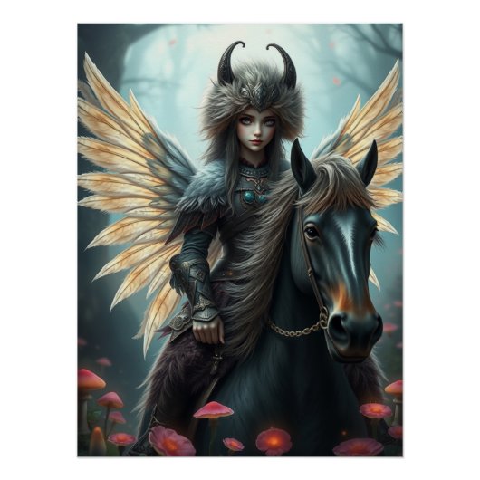 Poster Cheval guerrier Fée Imaginaire Art (Devant)