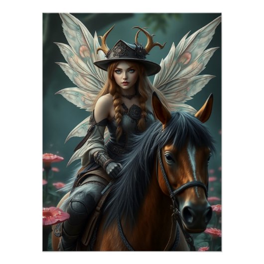 Poster Cheval guerrier Fée Imaginaire Art (Devant)