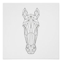 Cheval Head Géométrique Noir & Blanc Art Moderne