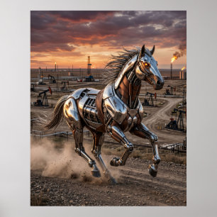 Poster Cheval hydraulique en course