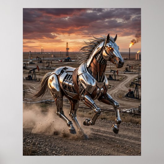 Poster Cheval hydraulique en course (Devant)