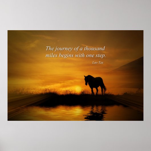 Poster Cheval Inspirational Lao Tzu Voyage 1000 Miles (Devant)