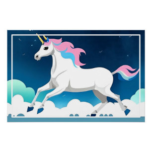 Poster Cheval Licorne Magique Dans La Conception De Cours