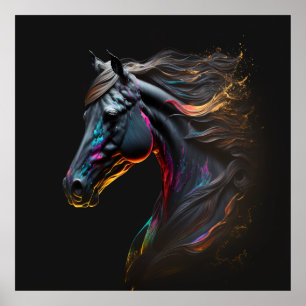 Poster Cheval magique, Couleurs Abstraites, Mur d'impress