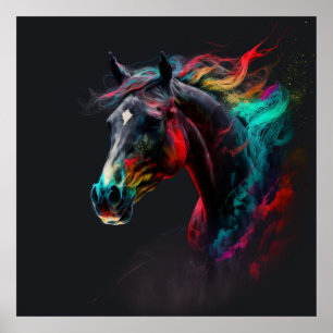 Poster Cheval magique, Couleurs Abstraites, Mur d'impress