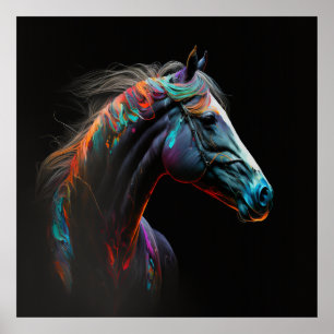 Poster Cheval magique, Couleurs Abstraites, Mur d'impress