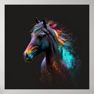 Poster Cheval magique, Couleurs Abstraites, Mur d'impress