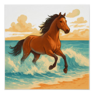 Poster Cheval majestueux surgissant de la puissance et de