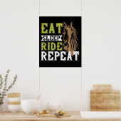 Poster Cheval - Manger Dormir Monter Répéter (Cuisine)