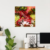 Cheval marguerrier Art Abstrait Rouge Blanc Vert F