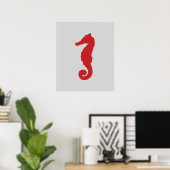 Poster Cheval marin gris et rouge (Bureau à domicile)