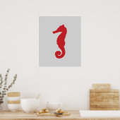 Poster Cheval marin gris et rouge (Cuisine)